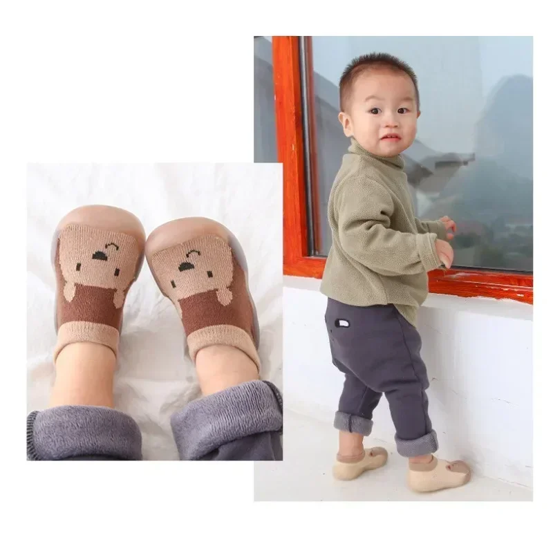 Children Anti-slip Shoes Newborn Baby Girl Cotton Non-slip Floor Socks Baby Boy Rubber Sole Cartoon Indoor Socks Infant Shoes baby shoes