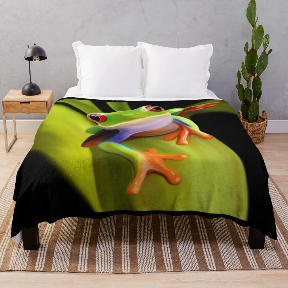 

Red-Eyed Frog, Red-Eyed Tree Frog Throw Blanket Vintage Travel Blankets