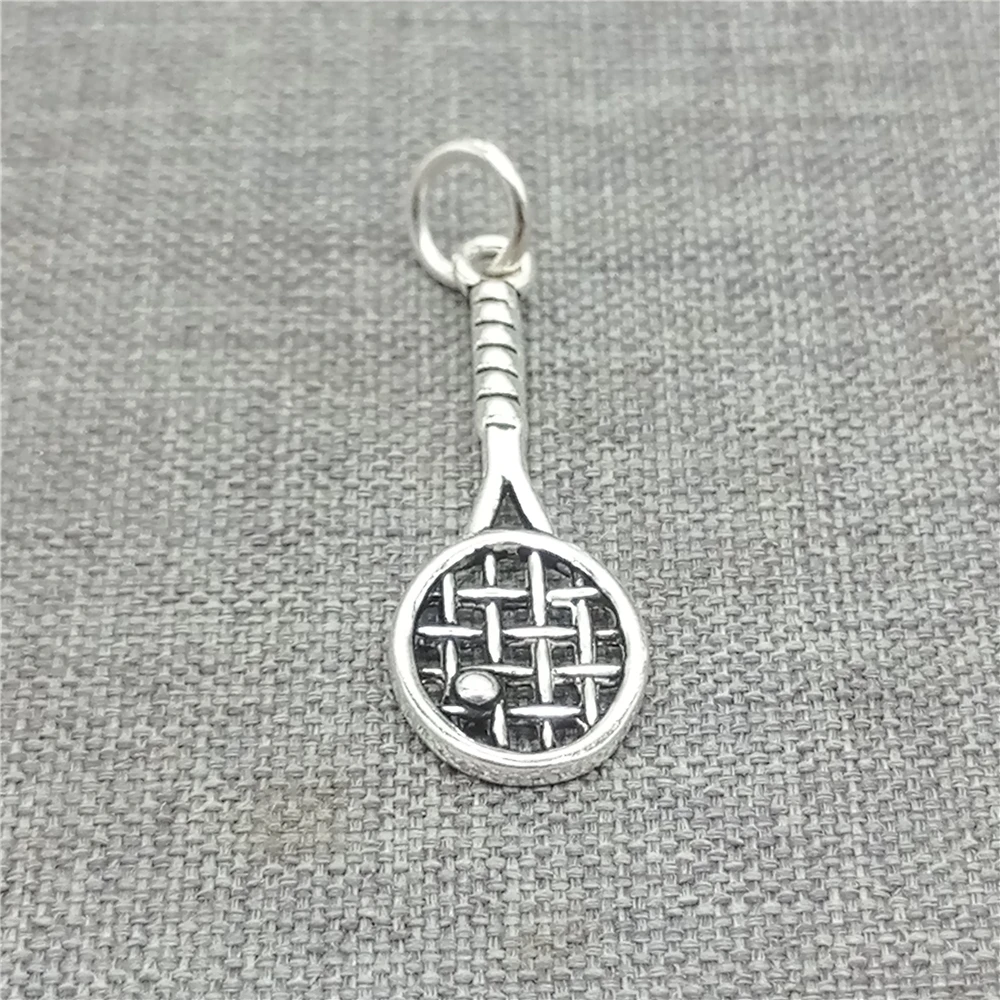 

4pcs of 925 Sterling Silver Oxidized Tennis Racket Charms 2-sided for Bracelet Necklace