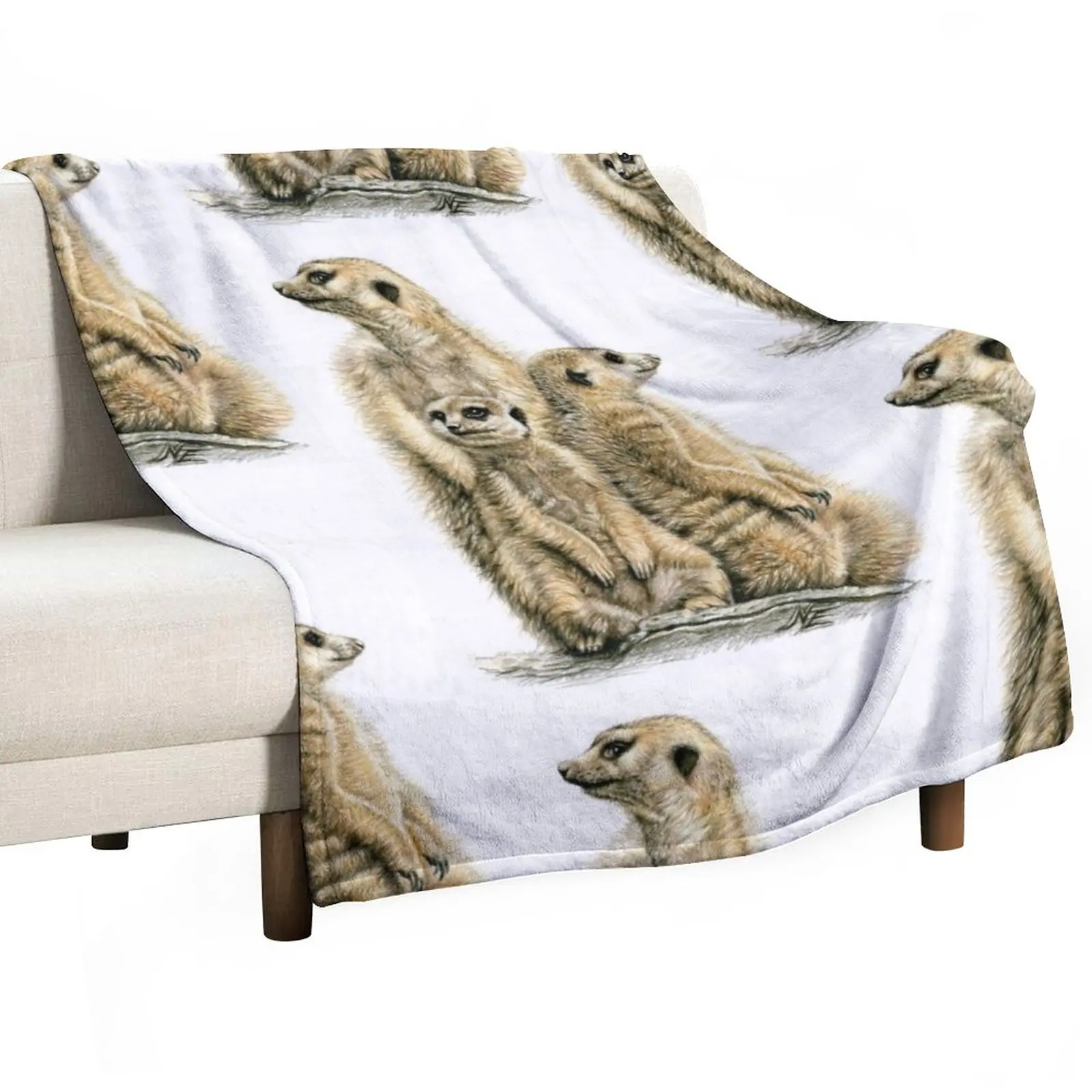 

Meerkats Family - Die Erdmnnchen Throw Blanket Flannel Blanket Shaggy Blanket Plaid Thermal Blanket