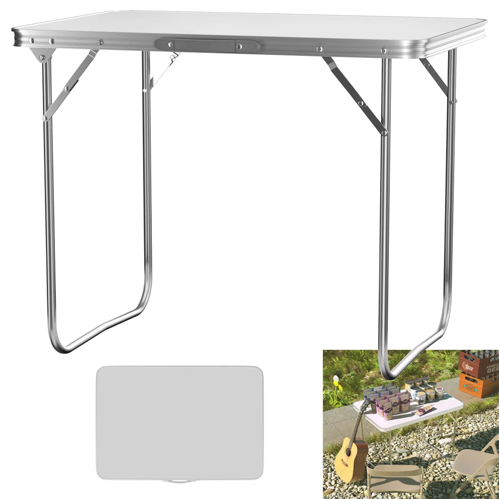 EFAN 2.6FT/80CM Aluminum Folding Table Camping Table Portable Catering Dinner Table for Picnic Garden Party BBQ,80x60x69cm