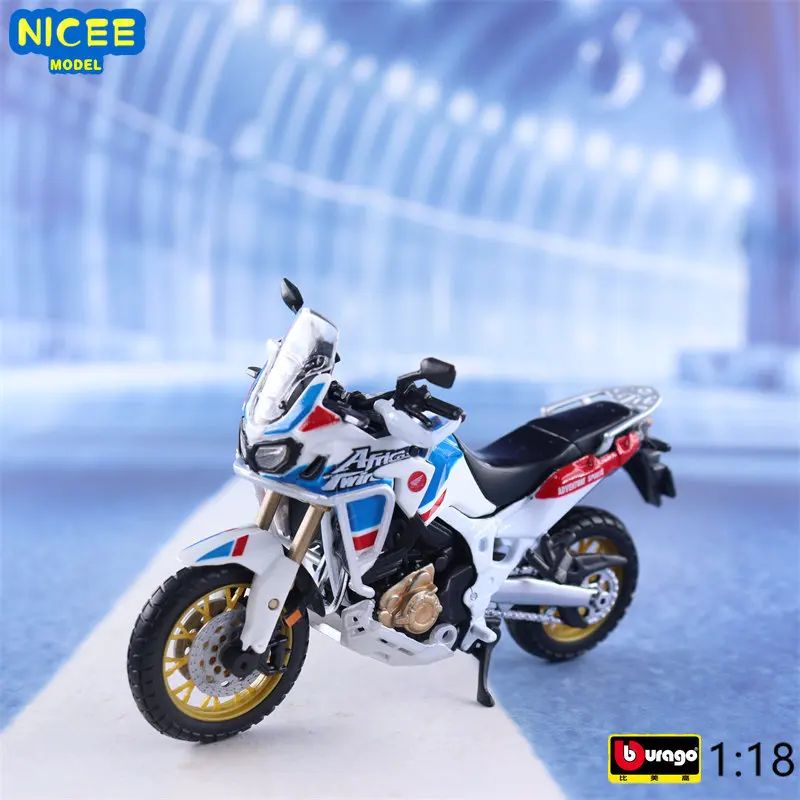 Bburago 1:18 HONDA Africa Twin Adventure Motorcycle Simulation Alloy Model Adult Collection Decoration Gifts Toys for Boys B628