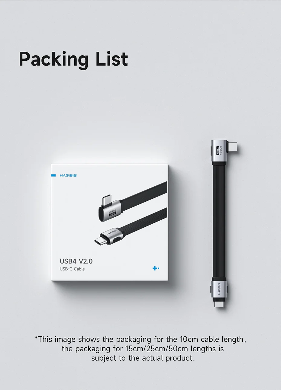 USB4 Flat Hagibis Cable 90° – 240W | 80Gbps | 8K@60Hz (Reinforced)