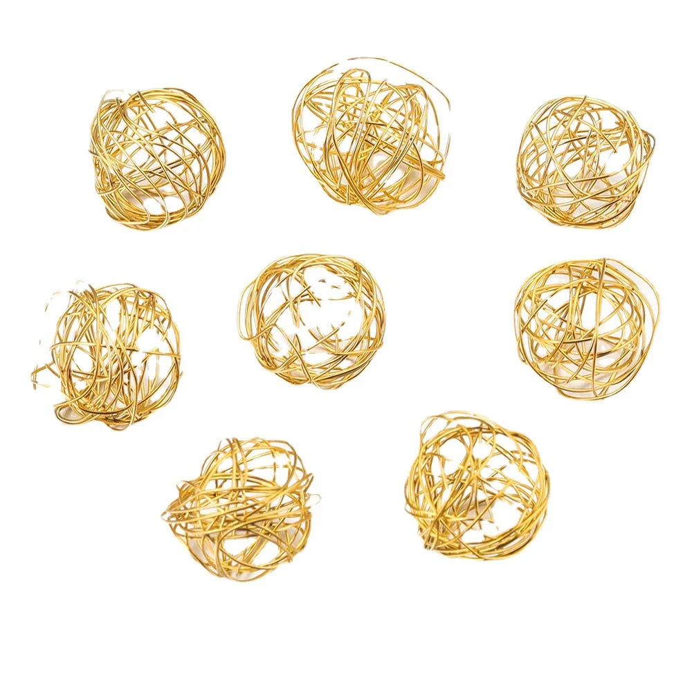 18K Gold Plated Stainless Steel Handmade DIY Jewelry Accessories Stainless Steel Wire Ball Pendant Wholesale 3