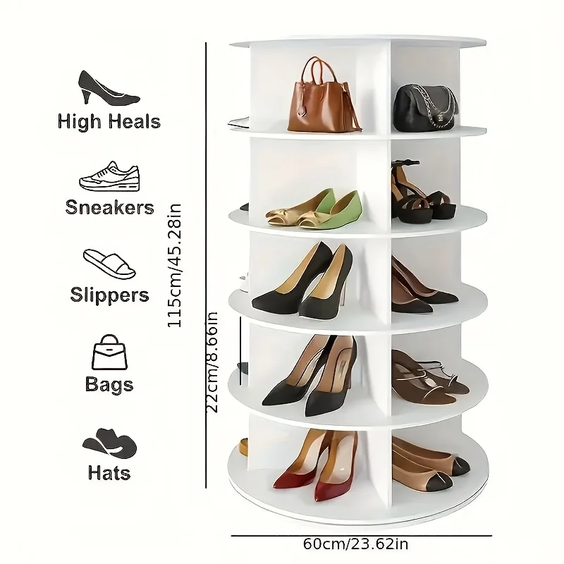 1pcs Rotating Shoe Rack, Designed for Organizing 28 To 32 Pairs of Shoes. This Comes with A 360-degree Rotating Storage Cabinet
