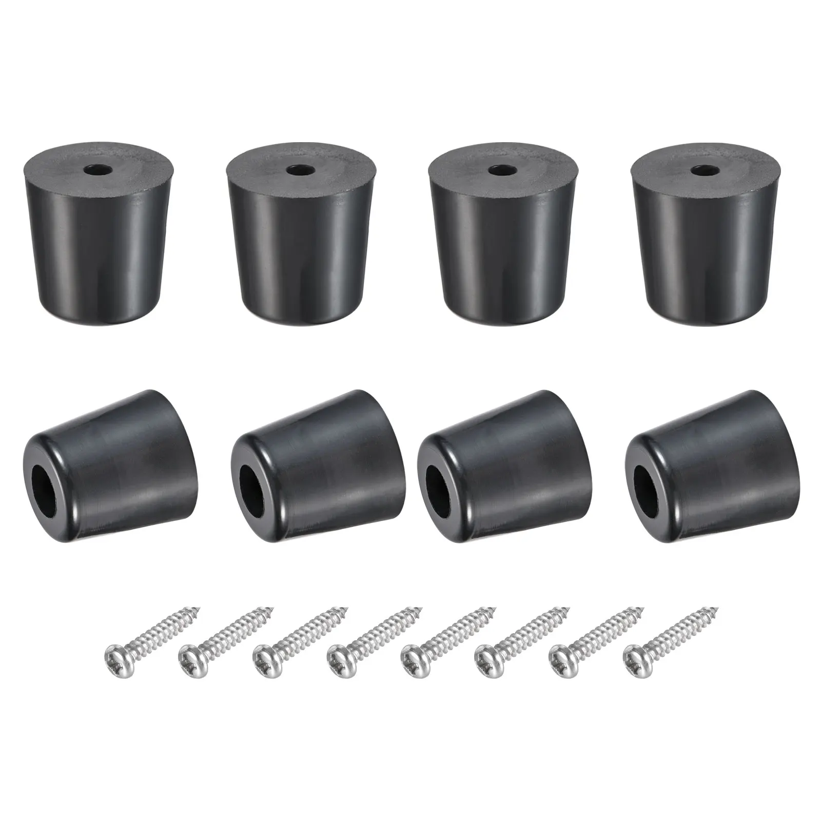 Uxcell 8Pcs 0.87" H x 0.87" W Rubber Bumper Feet w Stainless Steel Washer and Screws
