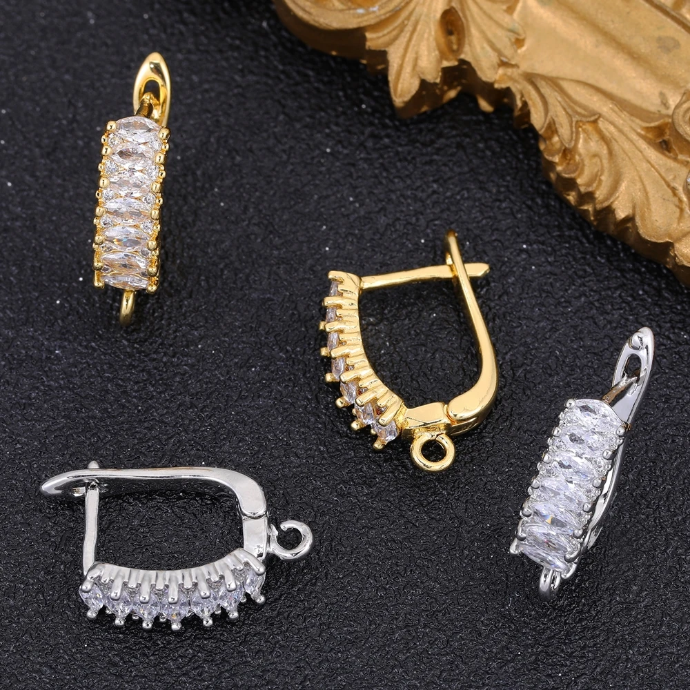 Juya 2 4 teile/los 18 Karat vergoldet cz Verschluss Ohr draht befestigungen Anti-Allergie-Ohrring haken für DIY Frauen shvenzy Herstellung – Detail 1