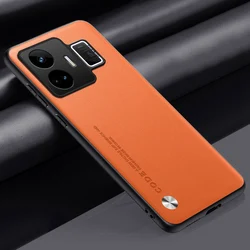 Luxury PU Leather Matte Silicone Full Protection Phone Case for Realme GT Neo 5 (Orange)