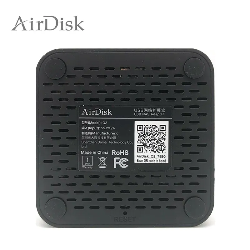 NAS Enclosure Airdisk Q2 Mobile Network Hard Disk USB3.0 2.5" Home Smart Network Cloud Storage only Support External HDD MAX Capacity 4TB