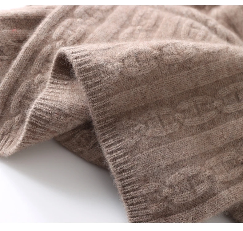 100 % Kaschmir Herbst Winter Dreilagiges Twist-Muster Unisex-Schal Halswärmer Schal Kältebeständige, verdickte Halsmanschette – Detail 14