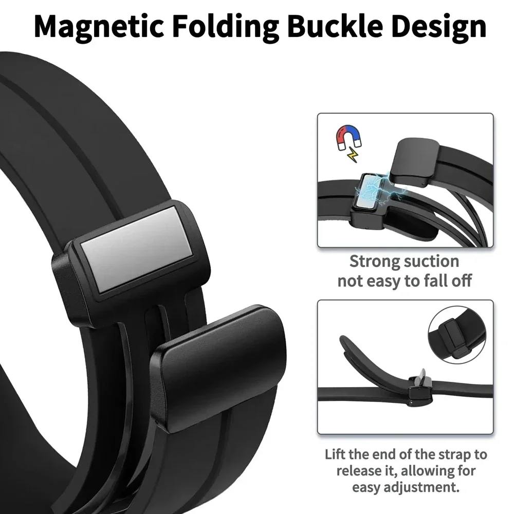 Silicone Watch Strap Band, Adjustable 20mm 22mm, Universal Fit Bracelet