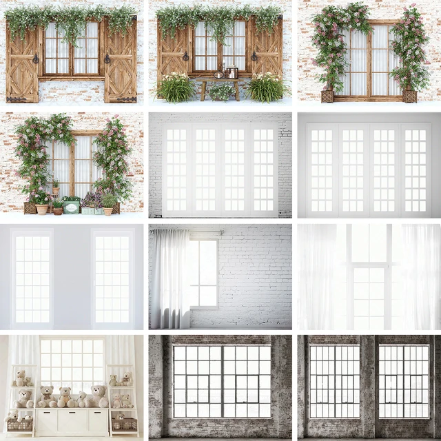 White Window Curtain Photography Backdrop