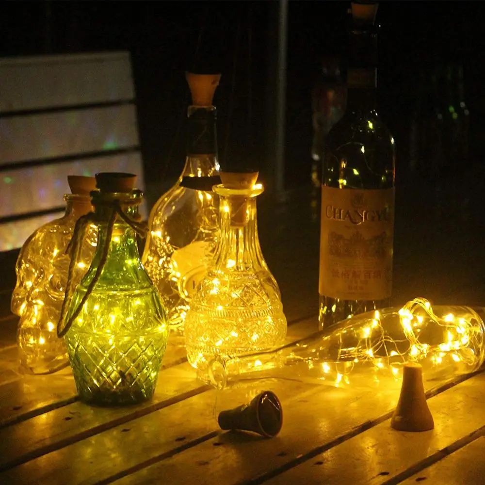 F2 5Pcs Christmas Decor String Light 20Led Solar Wine Bottle Lights Solar Cork Copper Wire Fairy Light Per Holiday Party Wedding
