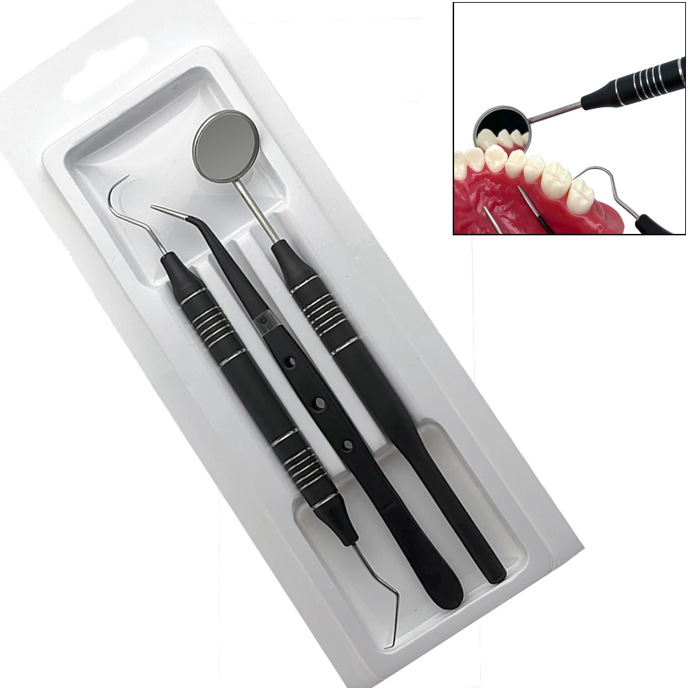 3Pcs/set Dental Mirror kit Mouth Mirror Probe Hook Pick Tweezer Stainless Steel Dental Instruments Dentist Teeth cleaning 3Pcs/set Dental Mirror kit Mouth Mirror Probe Hook Pick Tweezer Stainless Steel Dental Instruments Dentist Teeth cleaning