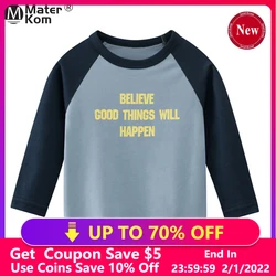 Criança meninos manga longa roupas primavera topos crianças t shirts carta t moda casual algodão roupas para o bebê tamanho 2t 7t