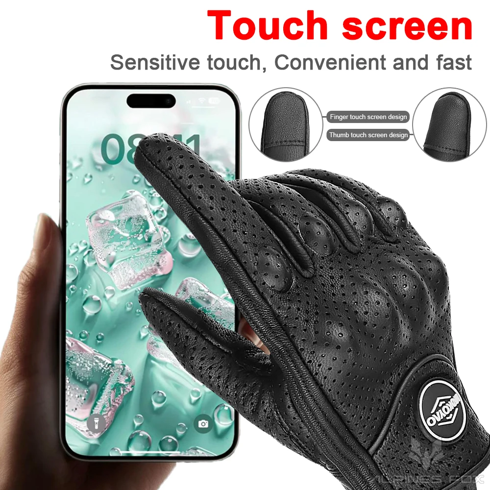 Men's Retro Leather Motorcycle Gloves - Breathable Summer Riding Gear Accessories