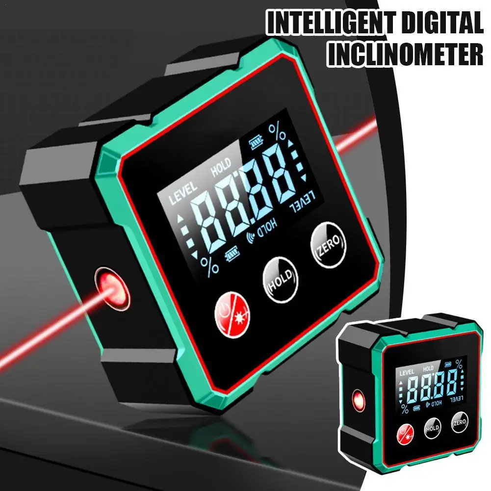 Magnetic Digital Angle Finder Intelligent Digital Magnetic Inclinometer 360Degree Height Measurement Precision Leveling Ruler