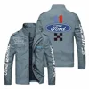 Spring and Autumn Thin Men's Handsome Ford Car Logo Jacket Motorcycle Sports Casual Fashion Stand Collar Cardigan Zipper Jacket 5