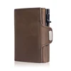 Fashion Aluminum Credit Card Wallet RFID Blocking Trifold Smart Luxury Leather Men Wallets Slim with Coin Pocket Vallet Holders 6