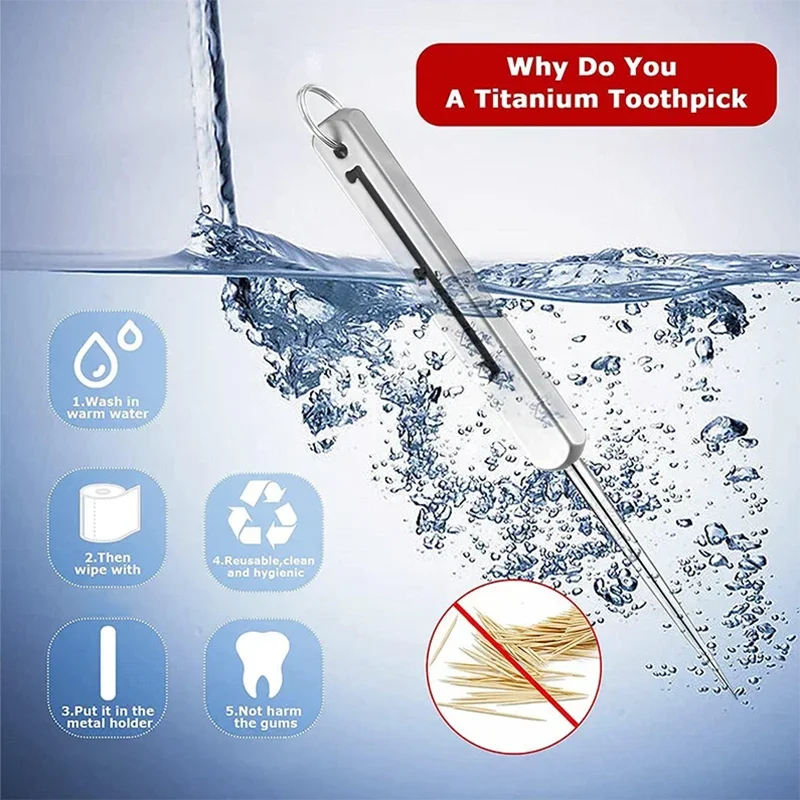 Generic Cure-Dents en Titane Réutilisables - Kit Portable 7