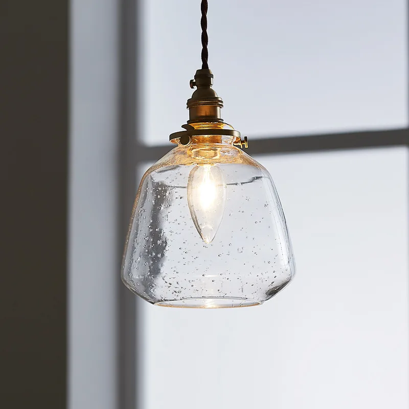 Japanese Retro Nordic Minimalist Restaurant Porch Balcony Bay Window Aisle Brass Bubble Glass Chandelier