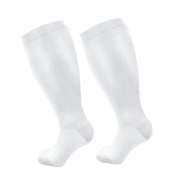 Plus Size Unisex Compression Sports Socks for Gym & Running Activities (White)