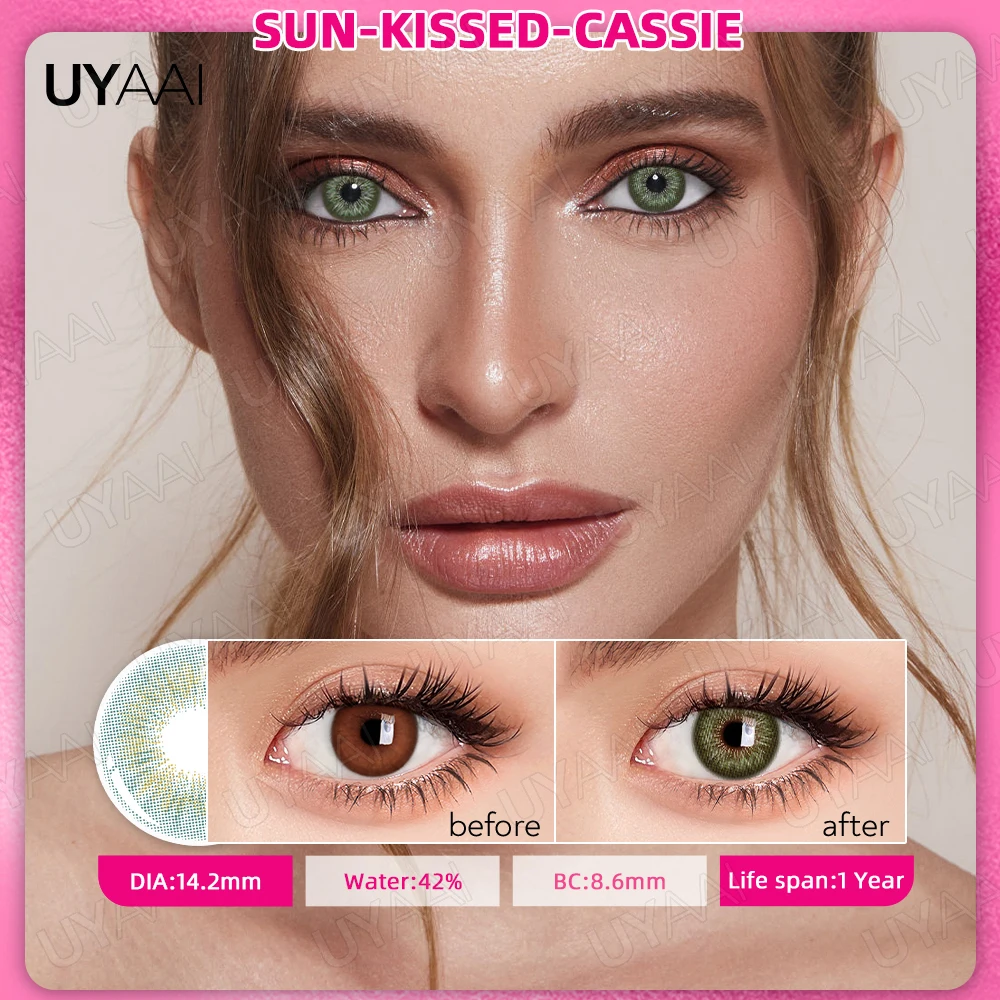 Natural Color Contact Lenses - Gray and Blue, Yearly Wear, 2 Pack