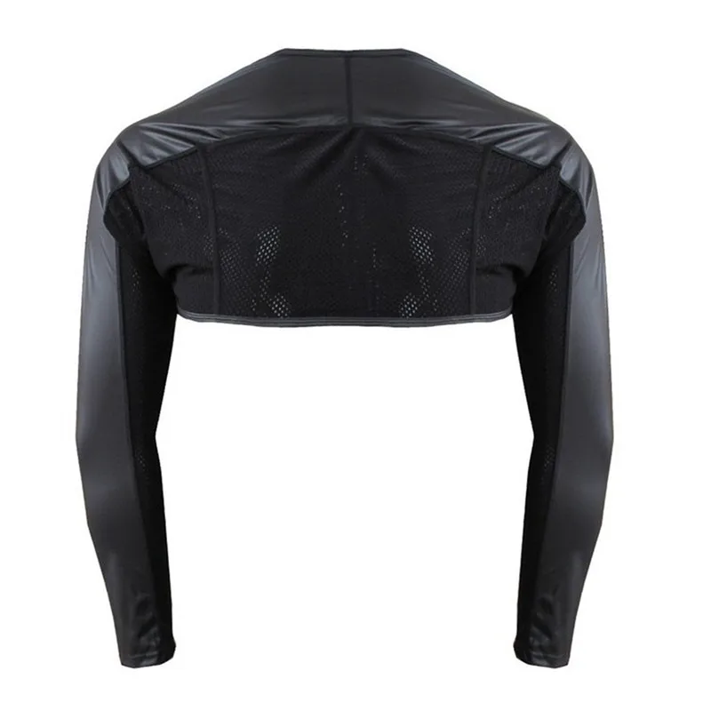 Sexy Mens Body Chest Harness Mesh PU Leather Arm Sleeves Shrug Long Sleeve Crop Tops Stage Sleeve Catwalk Clubwear Exotic Tanks