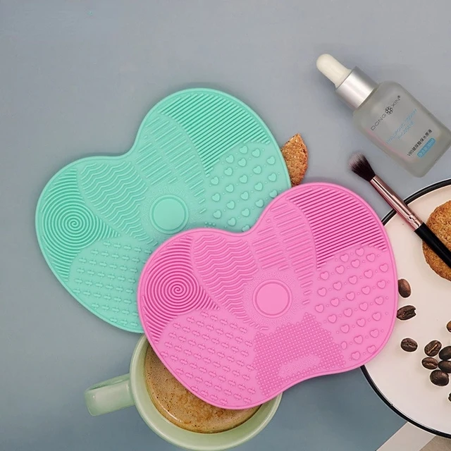 Limpiador de brochas de maquillaje de silicona, herramienta de mano,  tablero de fregado cosmético - AliExpress