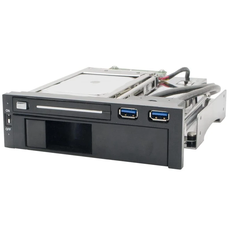 Vassoio A Baia Da 5.25 Pollici Meno Rack Mobile Per Hdd Sata Iii Da 3.5 Pollici E 2.5 Pollici Con Usb 3.0 A 2 Porte Extra, Nero/Bianco