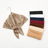 Écharpe carrée en satin uni pour femmes musulmanes, bandeau de sauna, enveloppes de hijabs, écharpe de cheveux de mode, turban islamique décontracté, bandbana féminin, inj90 3
