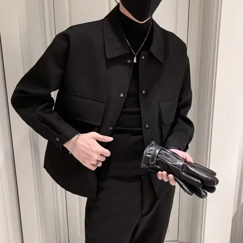 Jackets Men Autumn Pockets Turn-down Collar Skinny Fashion Outwear Plus Size Streetwear New Arrival BF Clothing