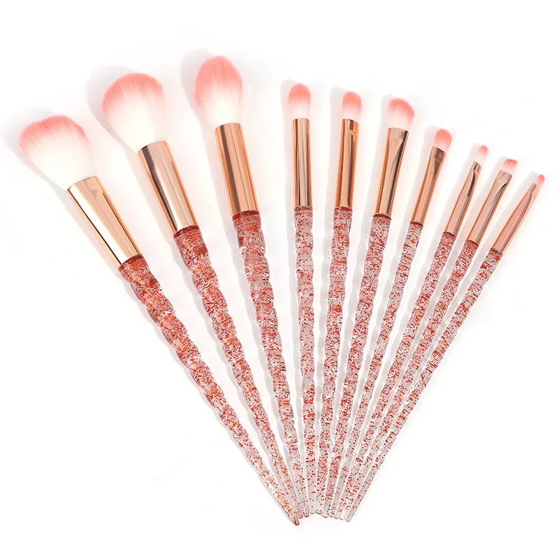 Unicorn Makeup Brushes 10Pcs/Set Diamond Crystal Handle Blending Foundation Powder Eyeshadow Eyebrow Brush Beauty Make Up Tools