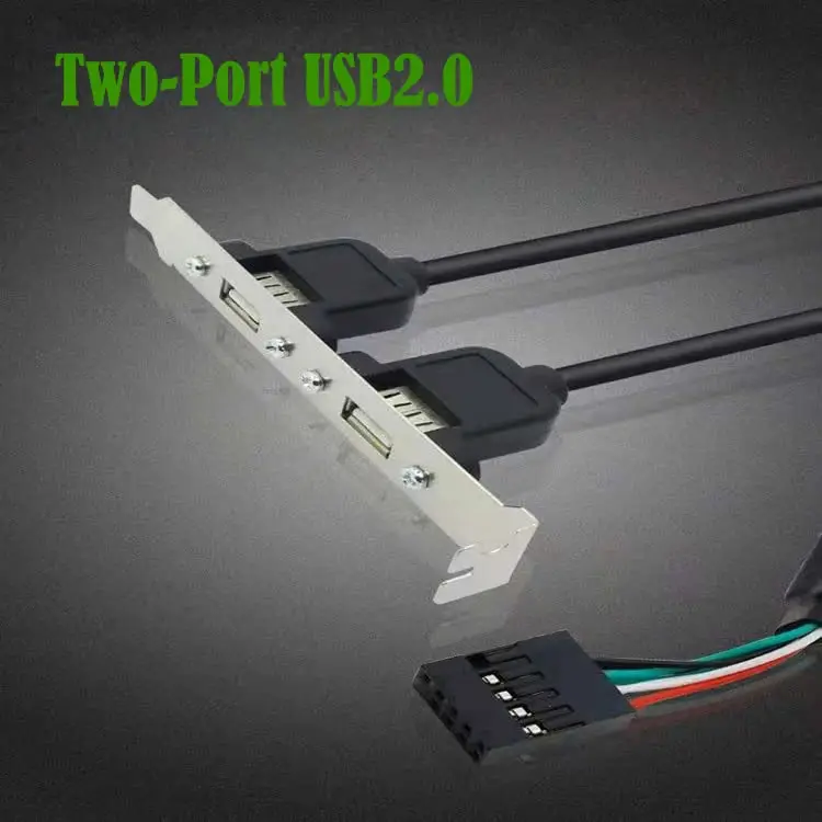 검정색 2포트 USB 2.0 마더보드 후면 패널 확장 브래킷 - IDC 9핀 마더보드 USB 케이블 호스트 어댑터