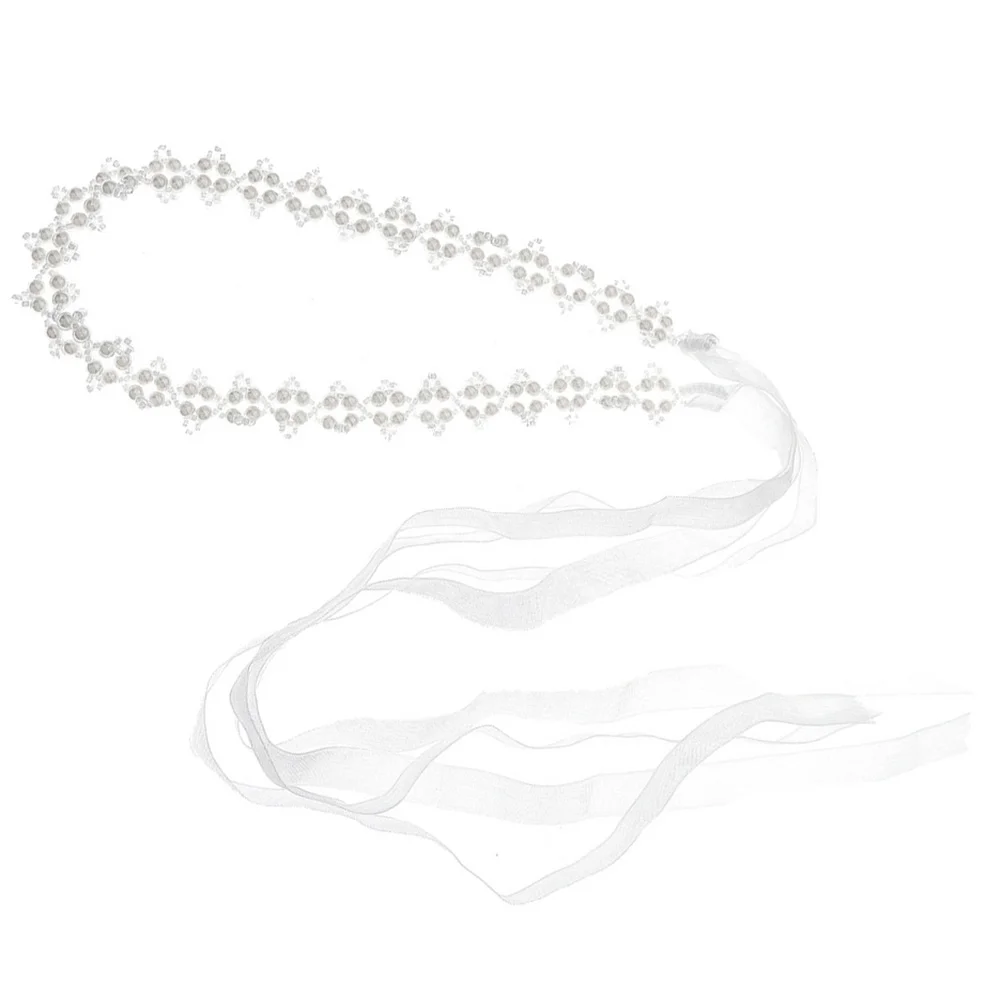 

Pearl Headband Headwear Women Headdress Clavicle Chain Hair Ribbon Fashion for Girls