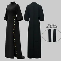 Modigirl Wedding Prom Evening Gown Party Slit Maxi Dresses for Woman 2025 New Lace Up Gold Button Womens Black Autumn Long Dress - Image 4