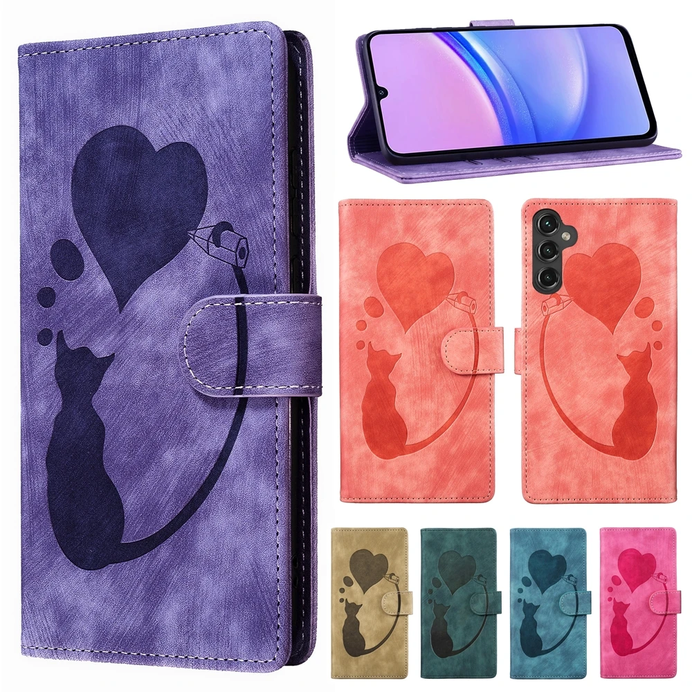 Custodia A Portafoglio In Pelle Per Samsung Galaxy S24 S23 S22 S21 Ultra Plus S20 Fe M13 A14 A15 A25 Cute Cat Stand Flip Book Cover