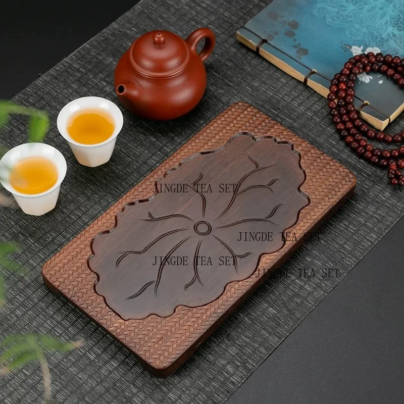 Bamboo lotus tray Japanese style simple dry brewed tea table tea tray Kung Fu tea decoration ornament