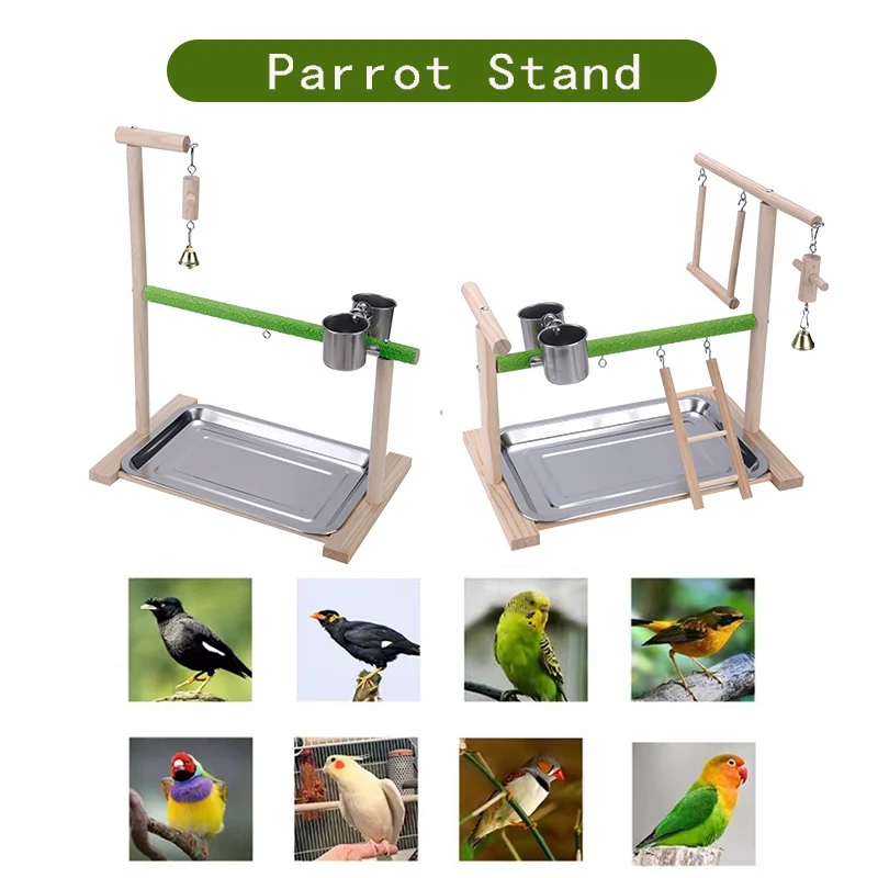 Solid Wood Pet Parrot Playstand Bird Playground Bird Playpen Bird Gym Ladder Bird Stand Bite Toy Ladder Stand Ladder for Budgie