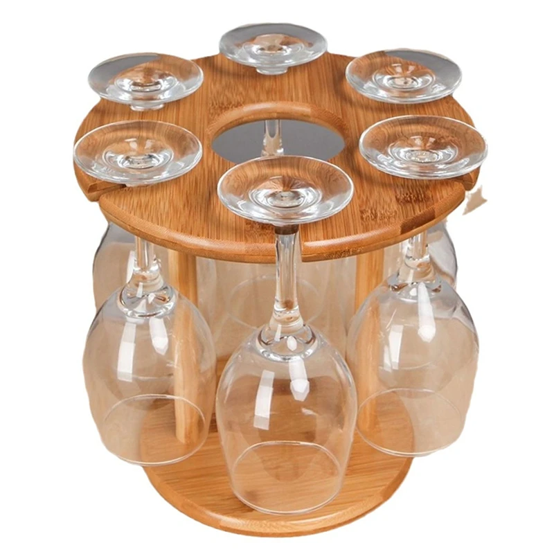 ABKY-Wine Glass Rack Freestanding Stemware Storage Rack Natural Bamboo Wooden Wine Storage Glasses Tabletop Wine Glass Holder