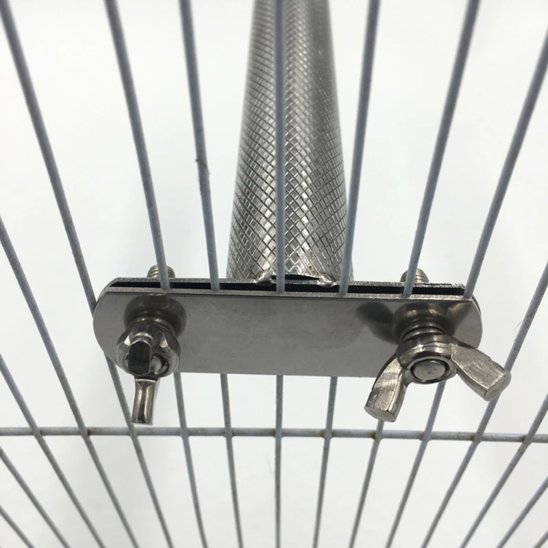 Bird Perch Parrot Stainless Steel Stand with Rhombic Pattern Anti-Slip Grinding Claw Bar for Small Medium Birds 3 Sizes