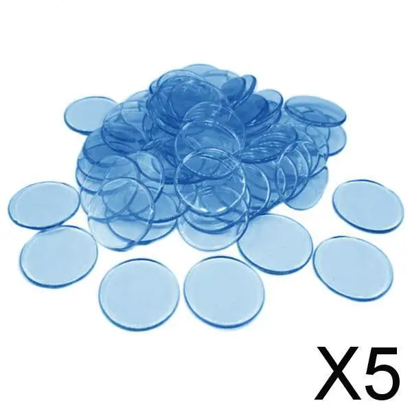5x100pcs Poker Chips Coins Casino Supply Family Games Accs blue