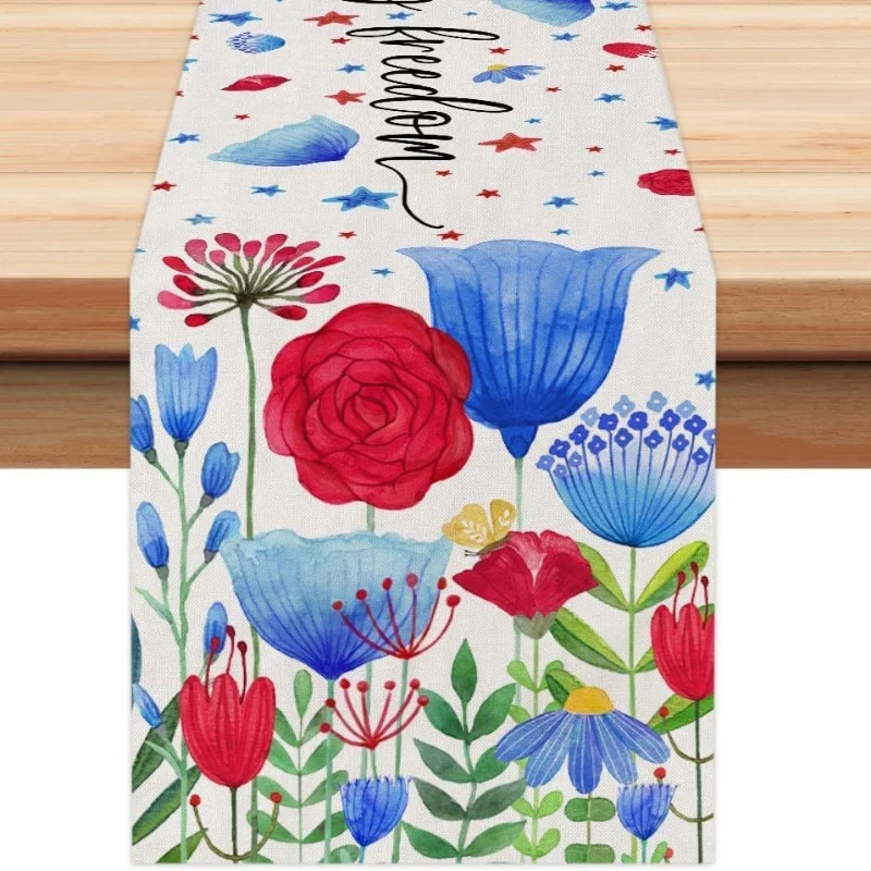 

Синий цветочный кухонный декор, Настольная дорожка 4 июля, праздничный домашний кофейный столик, ресторан, фермерский дом, декор стола