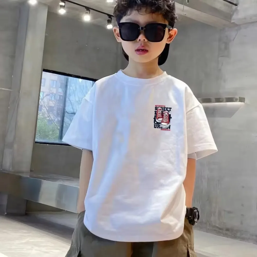 100% Cotton Kids T-shirt Summer Streetwear Cool Graffiti Print Boys Girls Short Sleeve Children Tops High Quality 5