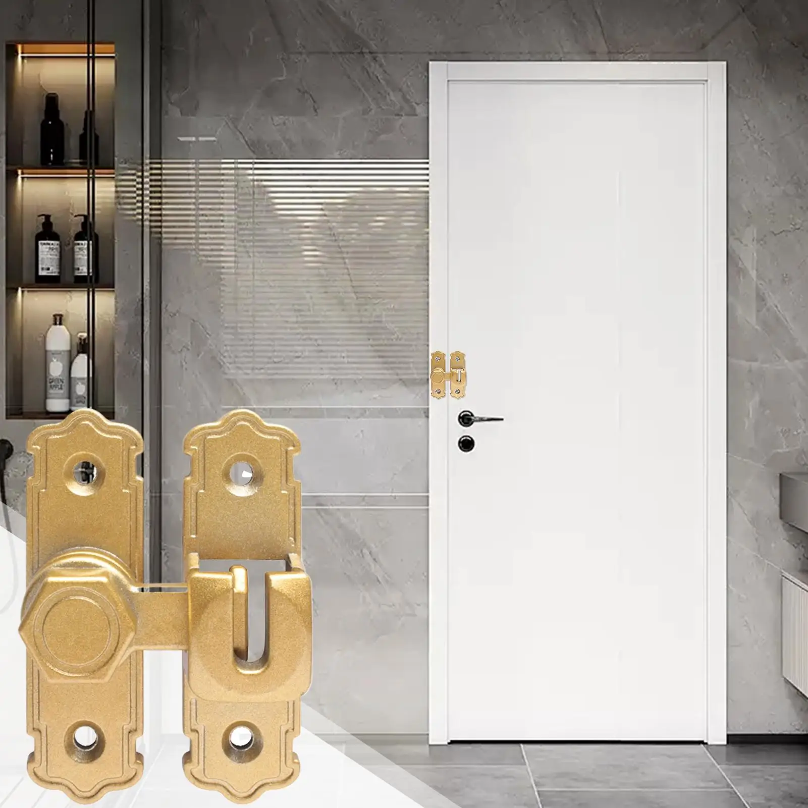 NEW Safety Door Bolt Latch Lock 360 Degree Aluminum Alloy Toggle Latch Sliding barn Door Lock Black Iron Right Angle barn Lock