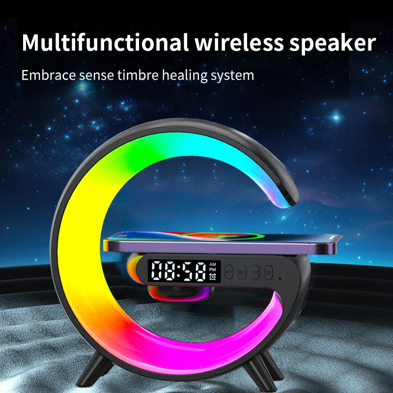 RGB Night Light Lamp Multifunction Alarm Clock TF Blueotooth Speaker ...