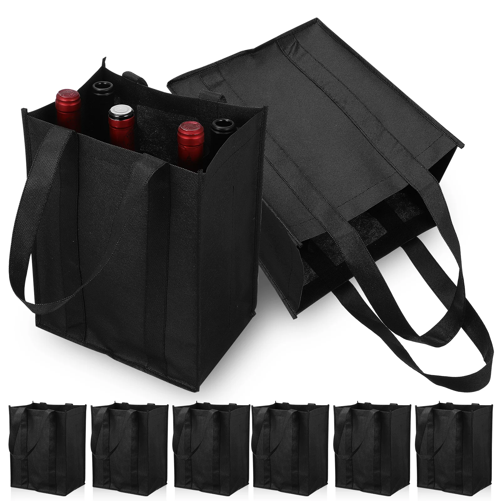 

Foldable Wine Bottle Carrier Tote Bags for Bottles Black Bags With Carry Handle Wine Bottle Bag Travel Camping Picnic
