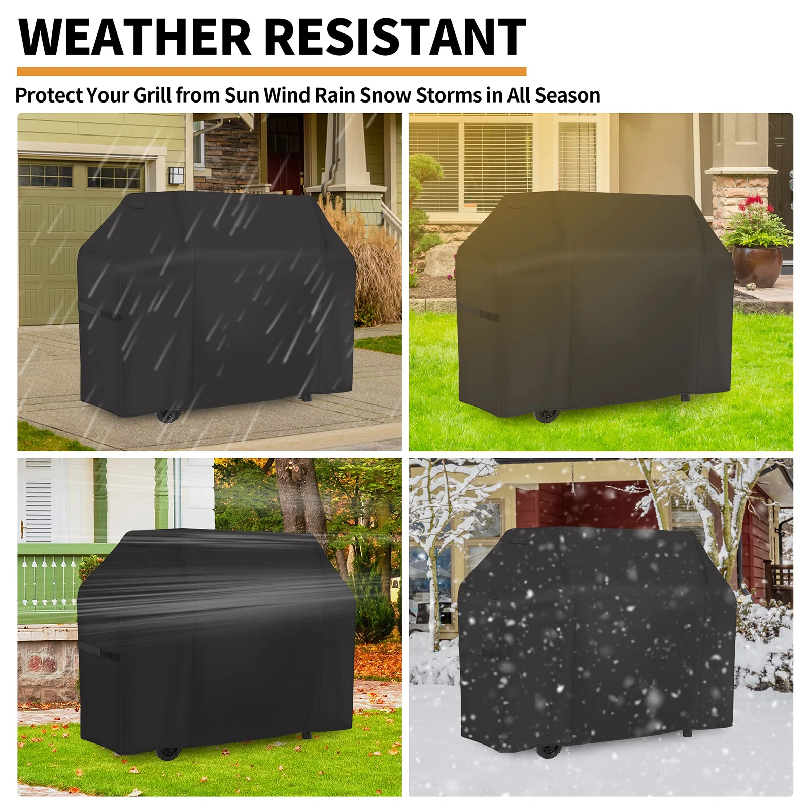 BBQ Gas Grill Cover 420D Heavy Duty Waterproof UV Fade Resistant for Weber Char-Broil Nexgrill Barbecue Smoker Cover With handle