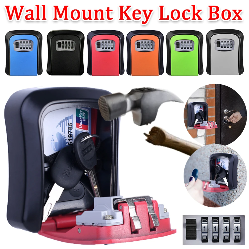 Security Code Lock Case 4 Digit Combination Password Wall Mount Key Box ...