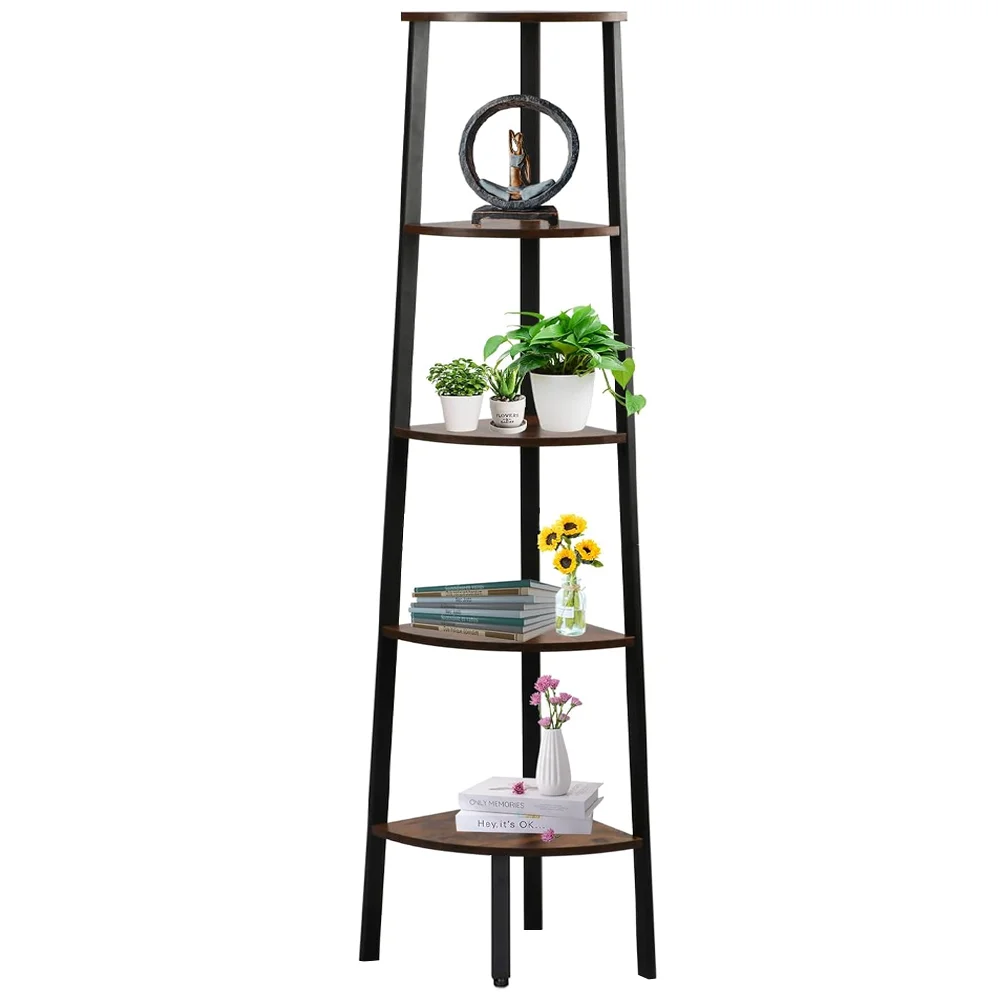 5-Tier Corner Shelf Ladder Shelf Plant Stand Flower Pot Display Rack Shelf Indoor Outdoor Storage Shelves